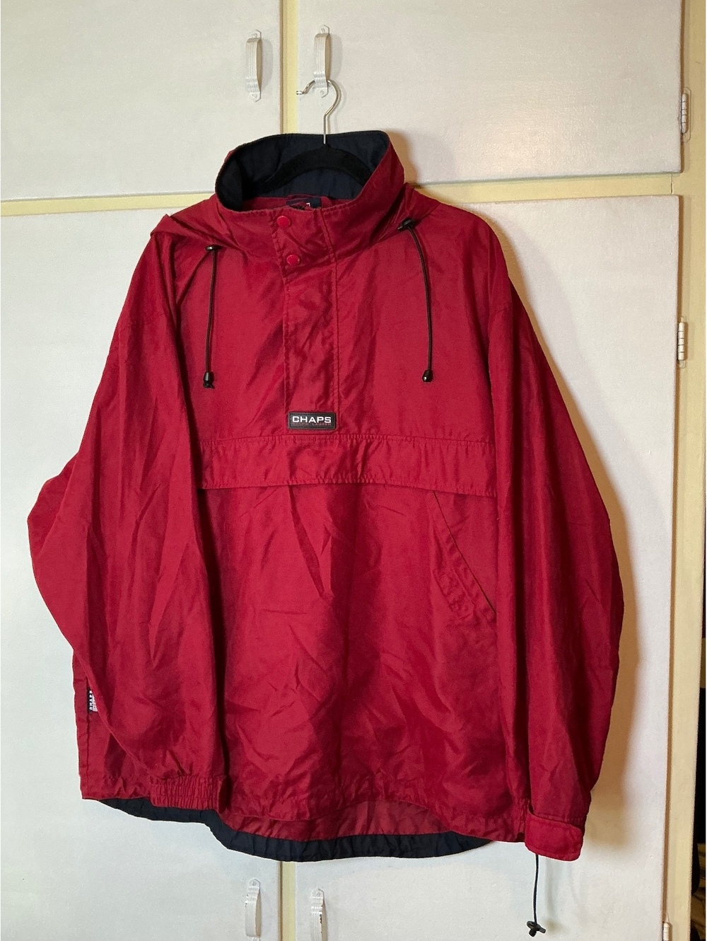 Vintage Chaps Ralph Lauren Men's Jacket Size Large Red Pullover Windbreaker
